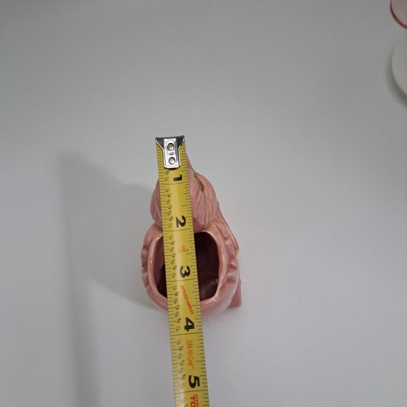 40s-50s American Pottery Pink Duck Wagon Planter Gold Gilt Ceramic BB Stamp - Picture 11 of 13